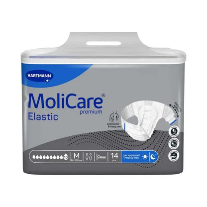 Molicare Premium Elastic Unisex 10 Drops Medium Waist 85-120cm 3696ml Pack/14