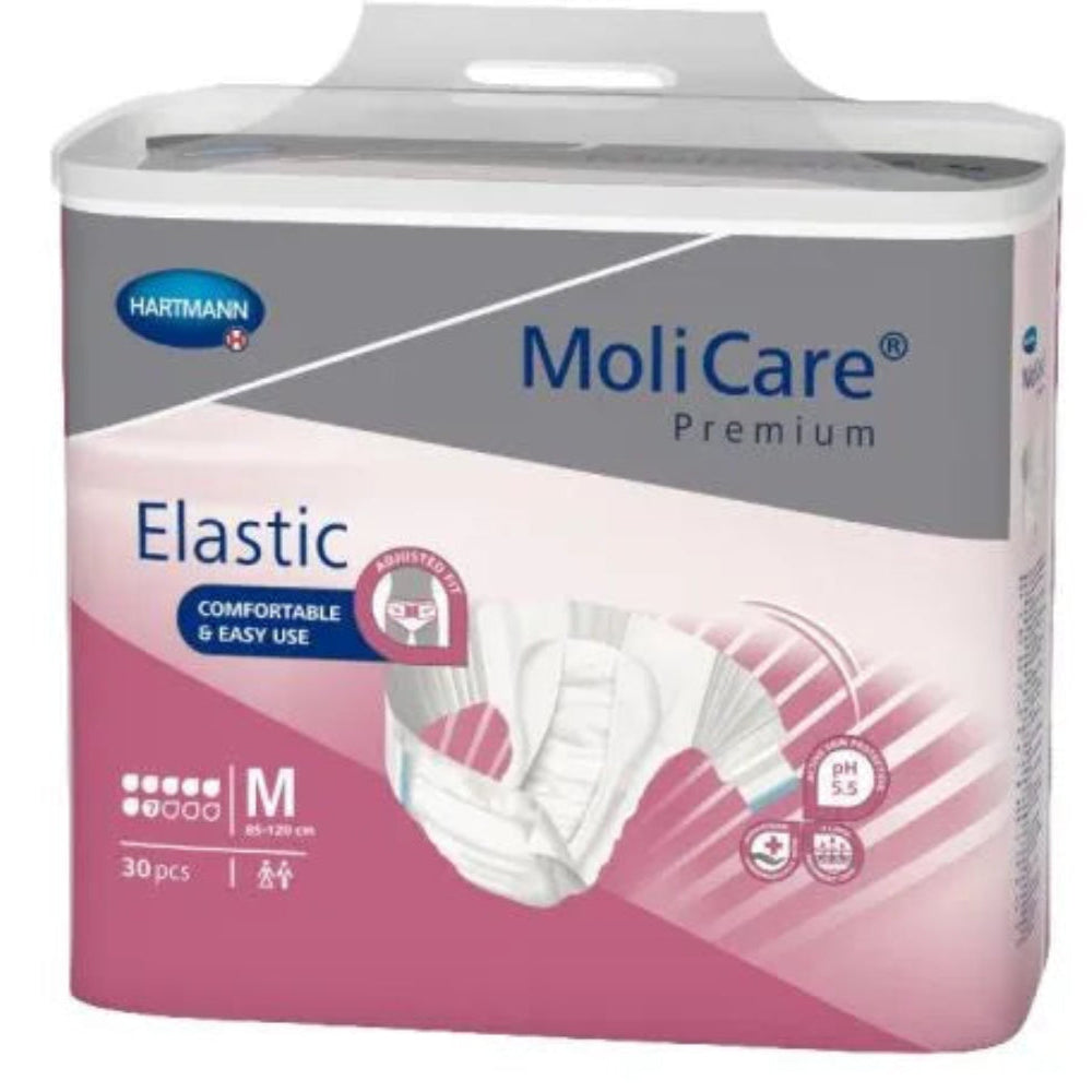 Molicare Premium Elastic Unisex 7 Drops Medium Waist 85-120cm 2414ml Pack/30