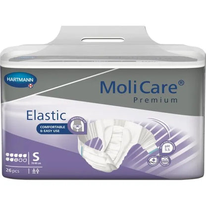Molicare Premium Elastic Unisex 8 Drops Small Waist 60-90cm 2600ml Pack/26