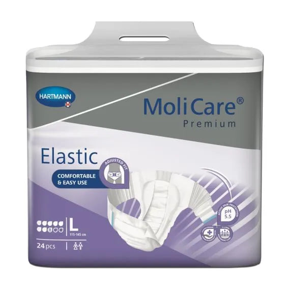 Molicare Premium Elastic Unisex 8 Drops Large Waist 115-145cm 3095ml Pack/24