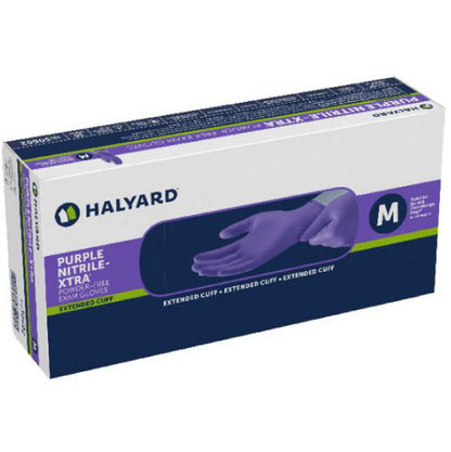 HALYARD Purple Nitrile Xtra Cytotoxic Glove Chemotherapy Long Cuff Box/50