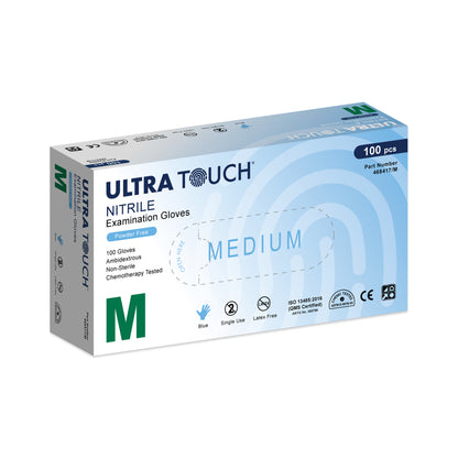 Ultra Touch® Examination Nitrile Gloves Chemo-Tested Blue Powder Free Box/100