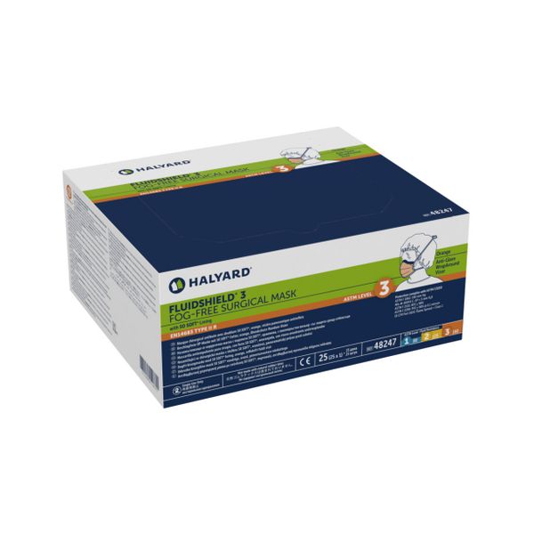 Fluidshield 3 Fog-Free Surgical Mask With Wraparound Visor Box/25