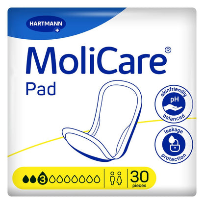 Molicare Pad Unisex 3 Drops Waist 27x10cm 481ml Pack/30