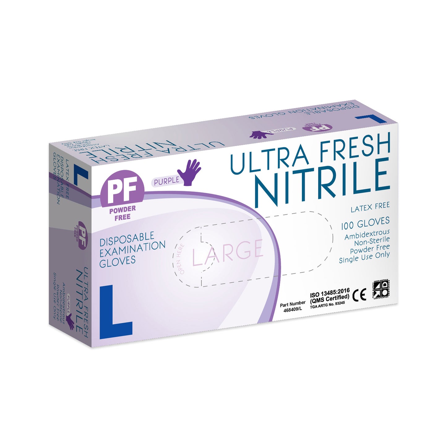 Ultra Fresh® Disposable Examination Nitrile Gloves Purple Powder-Free Box/100