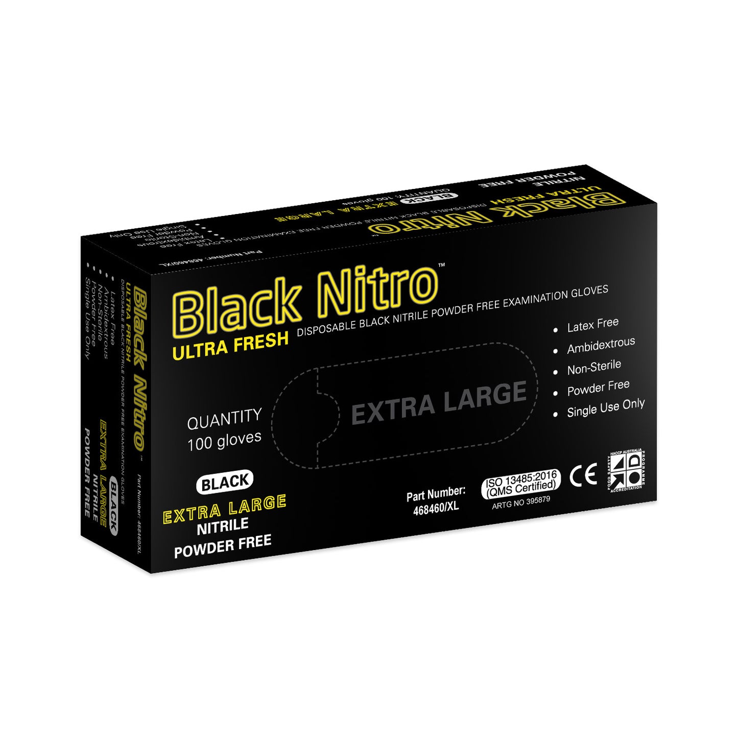 Ultra Fresh® Black Nitro® Disposable Examination Nitrile Gloves Powder-Free Box/100