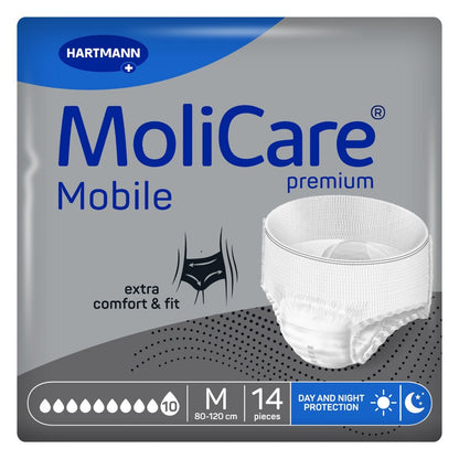 MoliCare Premium Mobile Unisex Pull-Up Pants Medium 10 Drops 2675ml 80-120cm /Pack of 14