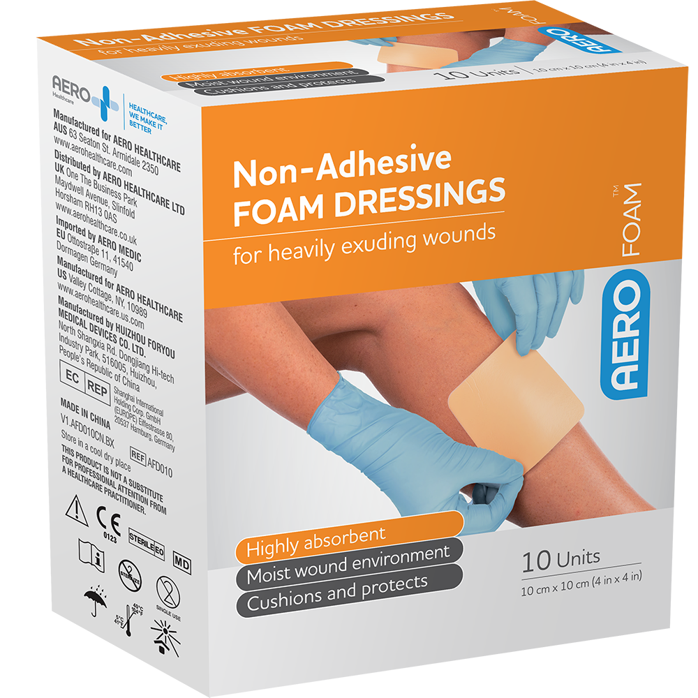 AEROFOAM Non-Adhesive Foam Dressing 10 x 10cm Box/10 - Promed Supplies Pty Ltd