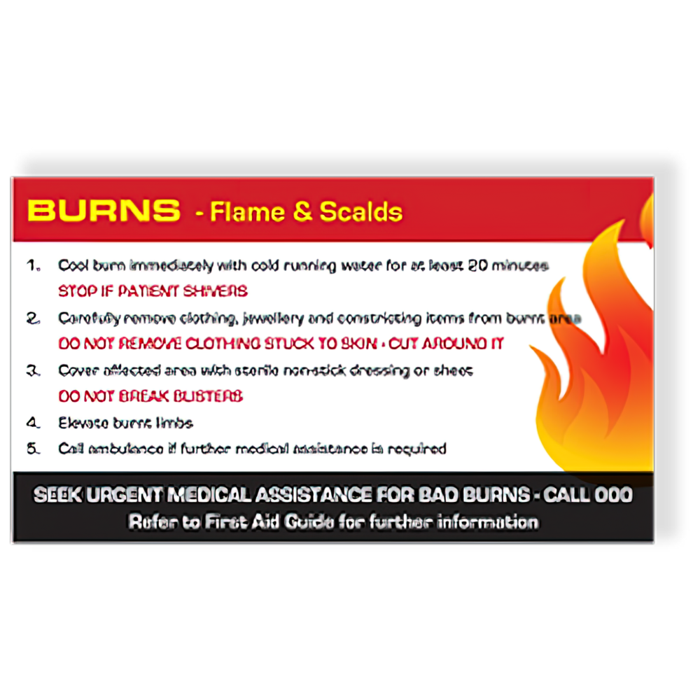 AEROGUIDE Burns First Aid Card - Promed Supplies Pty Ltd