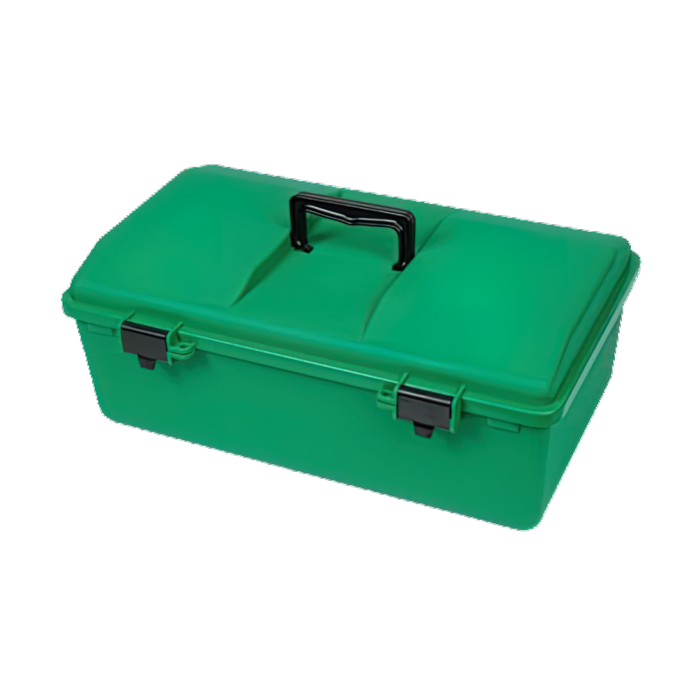 AEROCASE Green Plastic Tacklebox with 1 Liftout Tray 30 x 46.5 x 18cm - Promed Supplies Pty Ltd