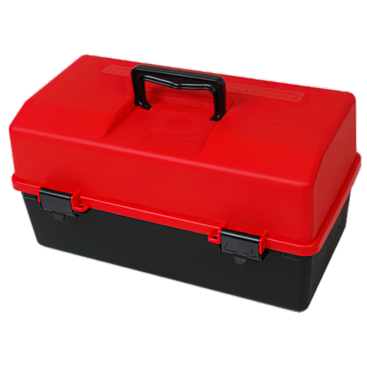 AEROCASE Red and Black Plastic Tacklebox 2 Tray Cantilever 16 x 33 x 19cm