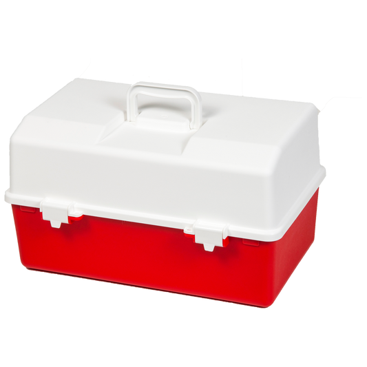 AEROCASE Red and White Plastic Tacklebox with 2 Tray Cantilever 16 x 33 x 19cm