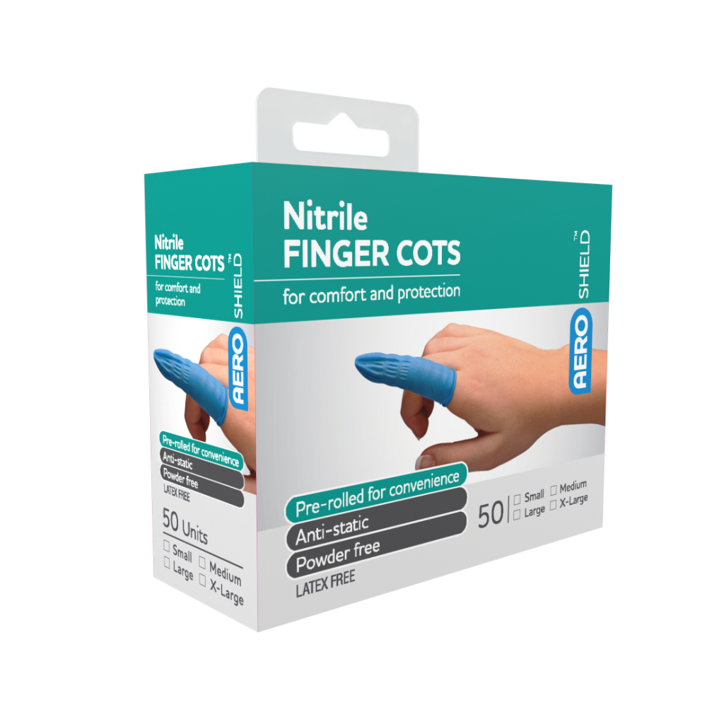 AEROSHIELD Medium Nitrile Finger Cots Box/50 - Promed Supplies Pty Ltd