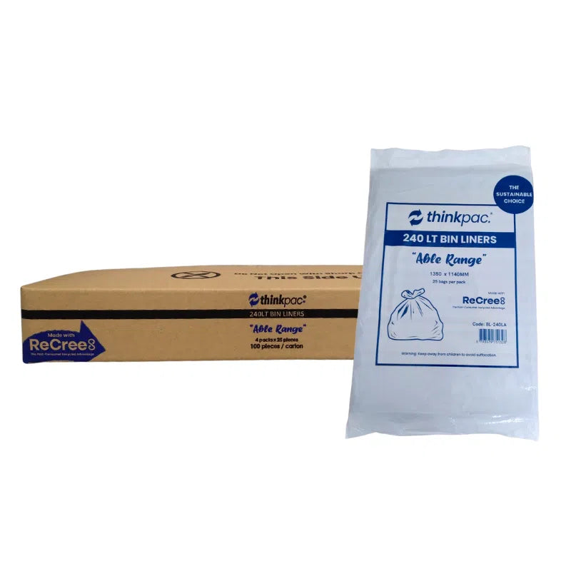 240L Black Heavy Duty Garbage Bag - Ctn 100