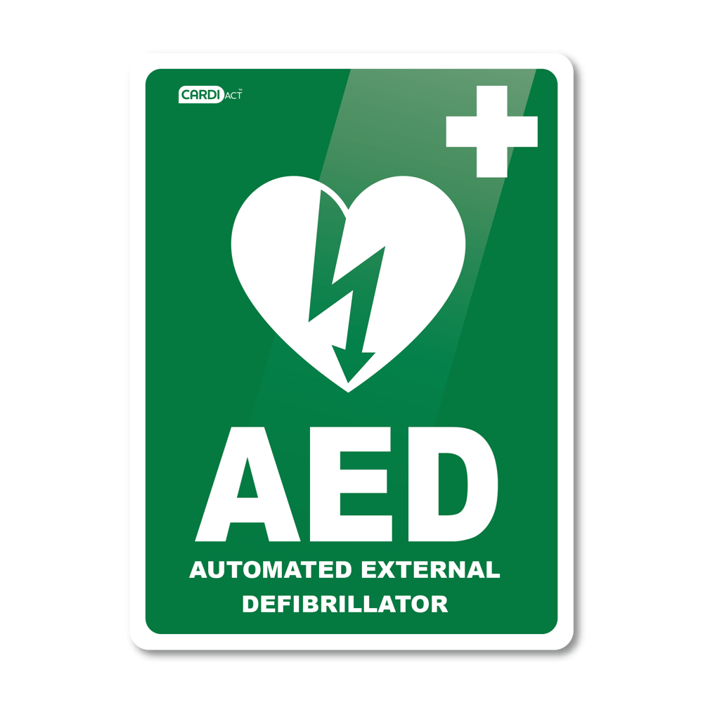 CARDIACT Poly AED Sign 22.5 x 30cm - Promed Supplies Pty Ltd