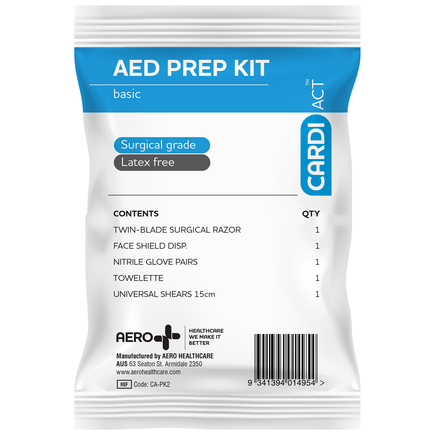 CARDIACT AED Basic Prep Kit 12.5 x 20.5cm