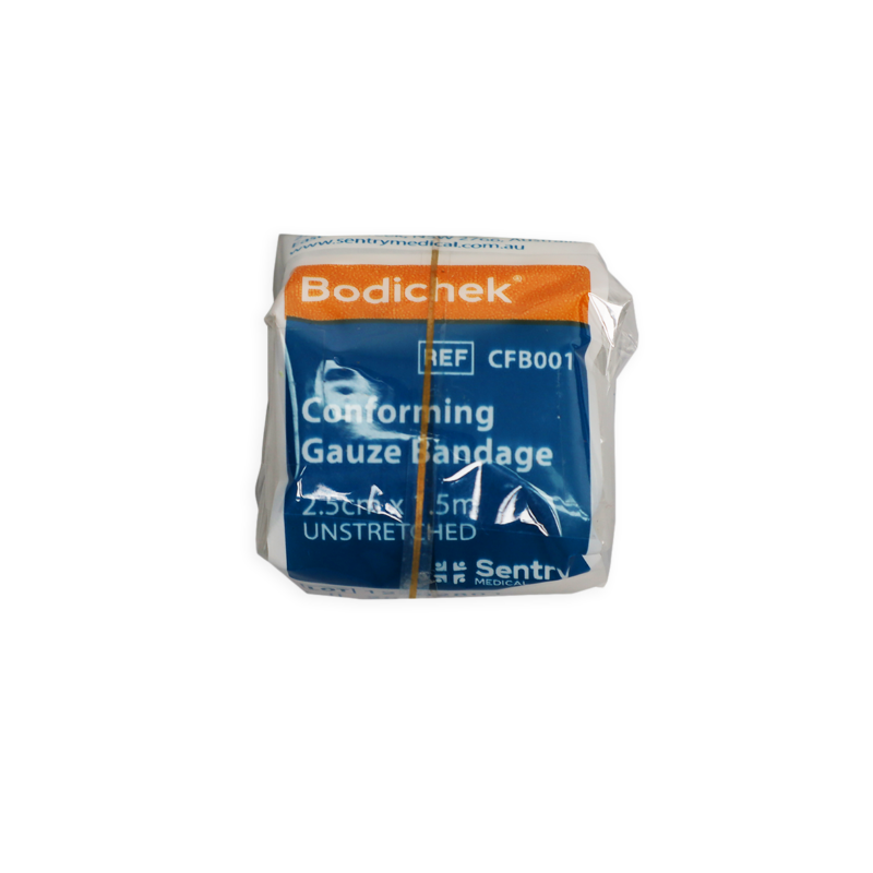 Conforming Gauze BandageNon Sterile No Clips 2.5cm x 1.5m Unstretched
