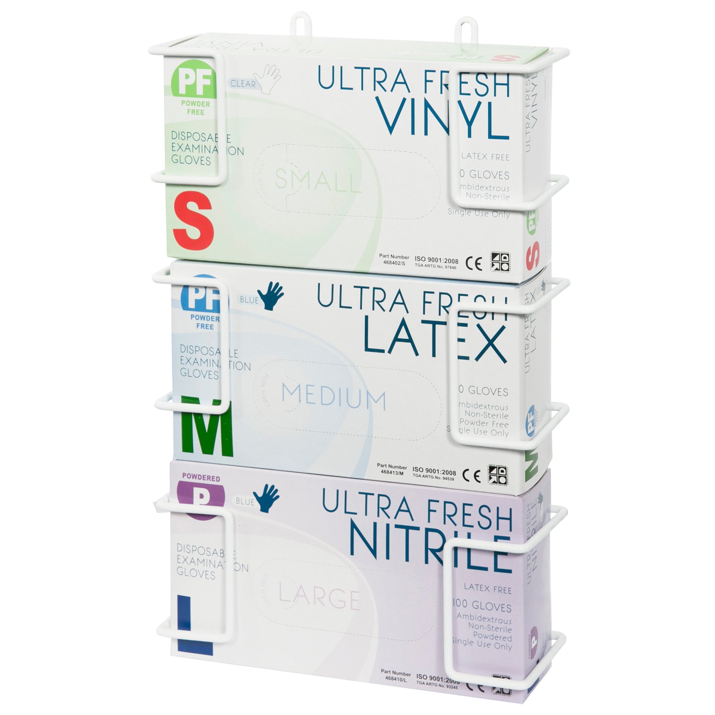 Ultra Health® Disposable Glove Metal Dispenser Units White Powder-Coated Triple Tier Pc/1