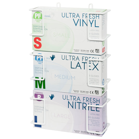 Ultra Health® Disposable Glove Metal Dispenser Units White Powder-Coated Triple Tier Pc/1