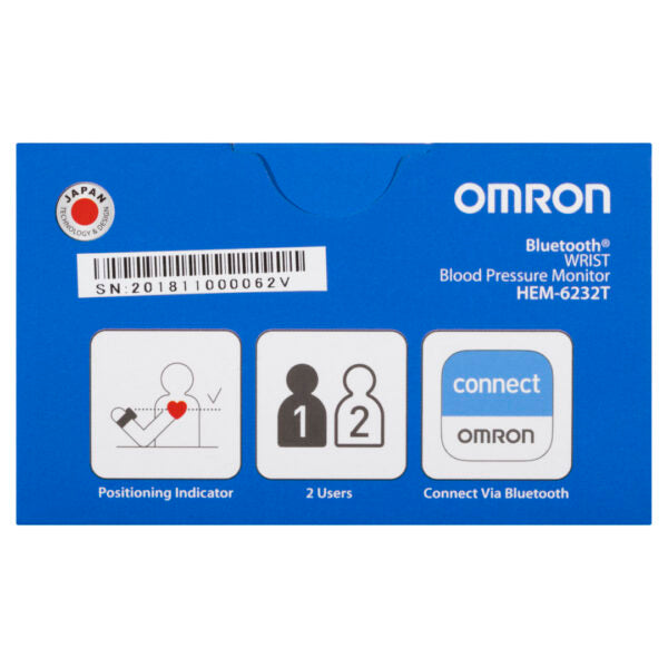 Omron HEM6232T Bluetooth Wrist Blood Pressure Monitor