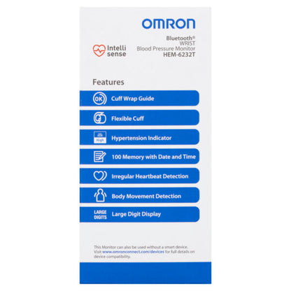 Omron HEM6232T Bluetooth Wrist Blood Pressure Monitor