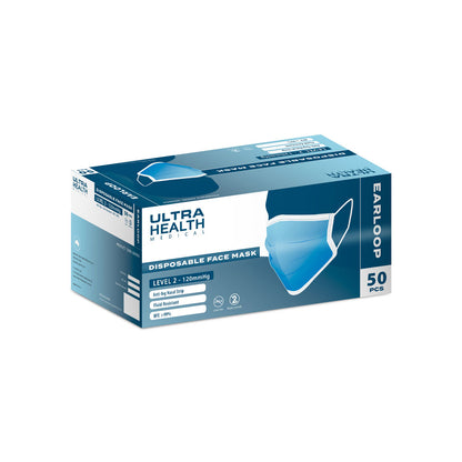 Ultra Health® Surgical Masks Level 2 with Ear Loops Carton/1000