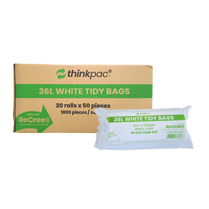 36L White Garbage Bag Roll - Ctn 1000