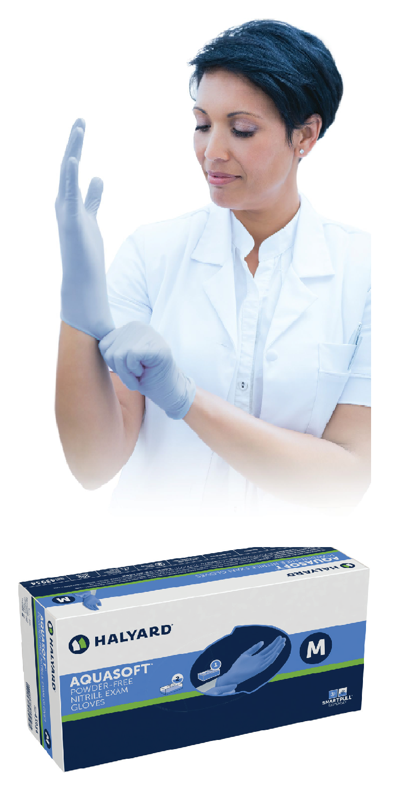 Halyard Aquasoft Exam Glove Blue Nitrile Gloves 9.5 241mm HACCP 300/box