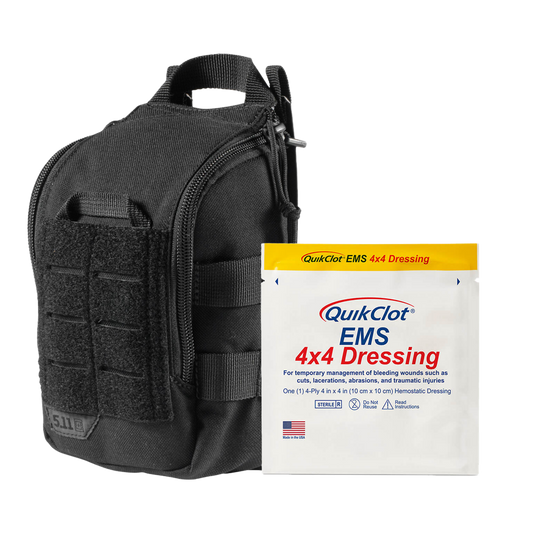 RAPIDSTOP Medium Bleed Control with QUIKCLOT EMS Dressing- Tactical 13 x 18 x 8cm