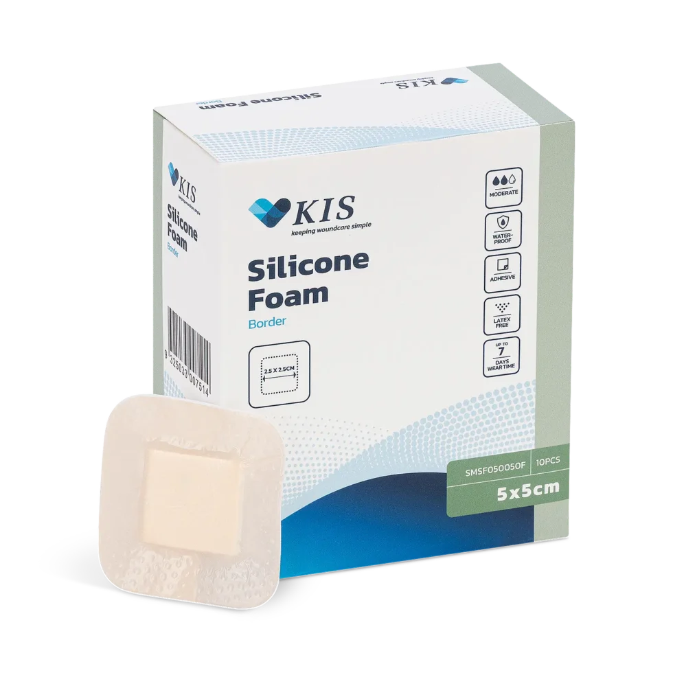 KIS Silicone Foam Dressing Border - 12.5 x 12.5cm - Box 10
