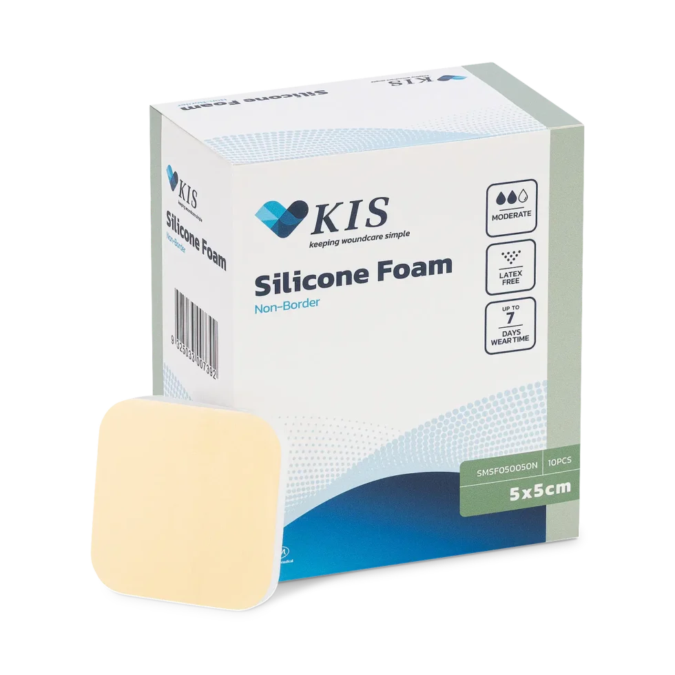 KIS Silicone Foam Dressing Non-Border - 5 x 5cm - Box 10