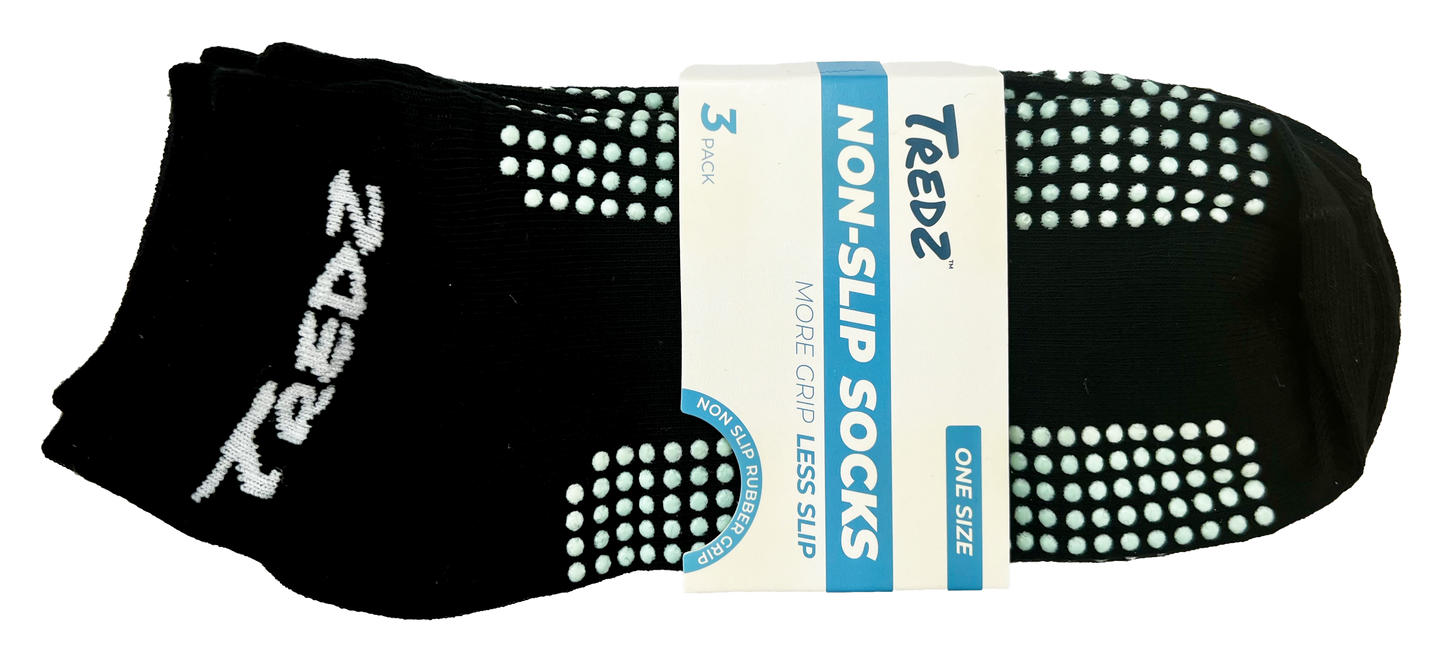 Non Slip Socks 3 Pack Black - Hospital Grade