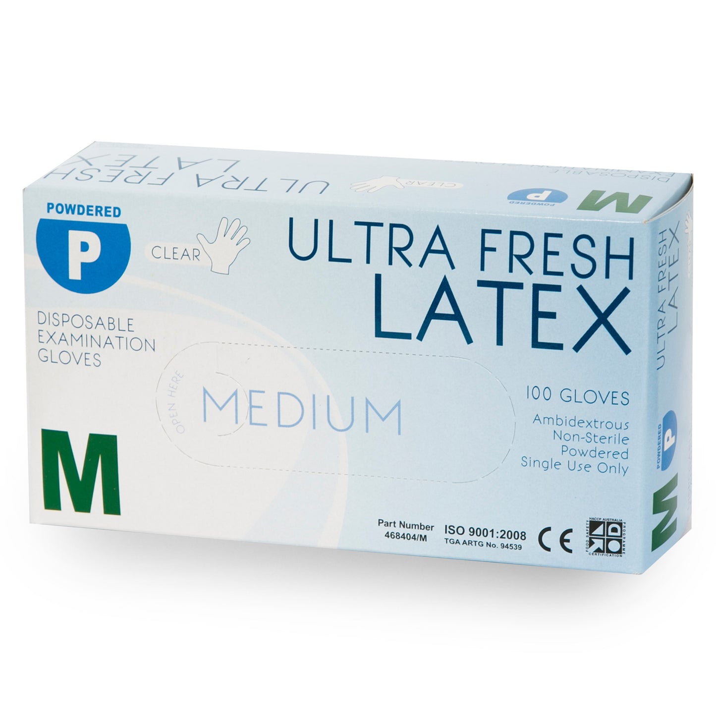 ULTRA FRESH Latex Disposable Powdered Gloves (Clear) Box/100