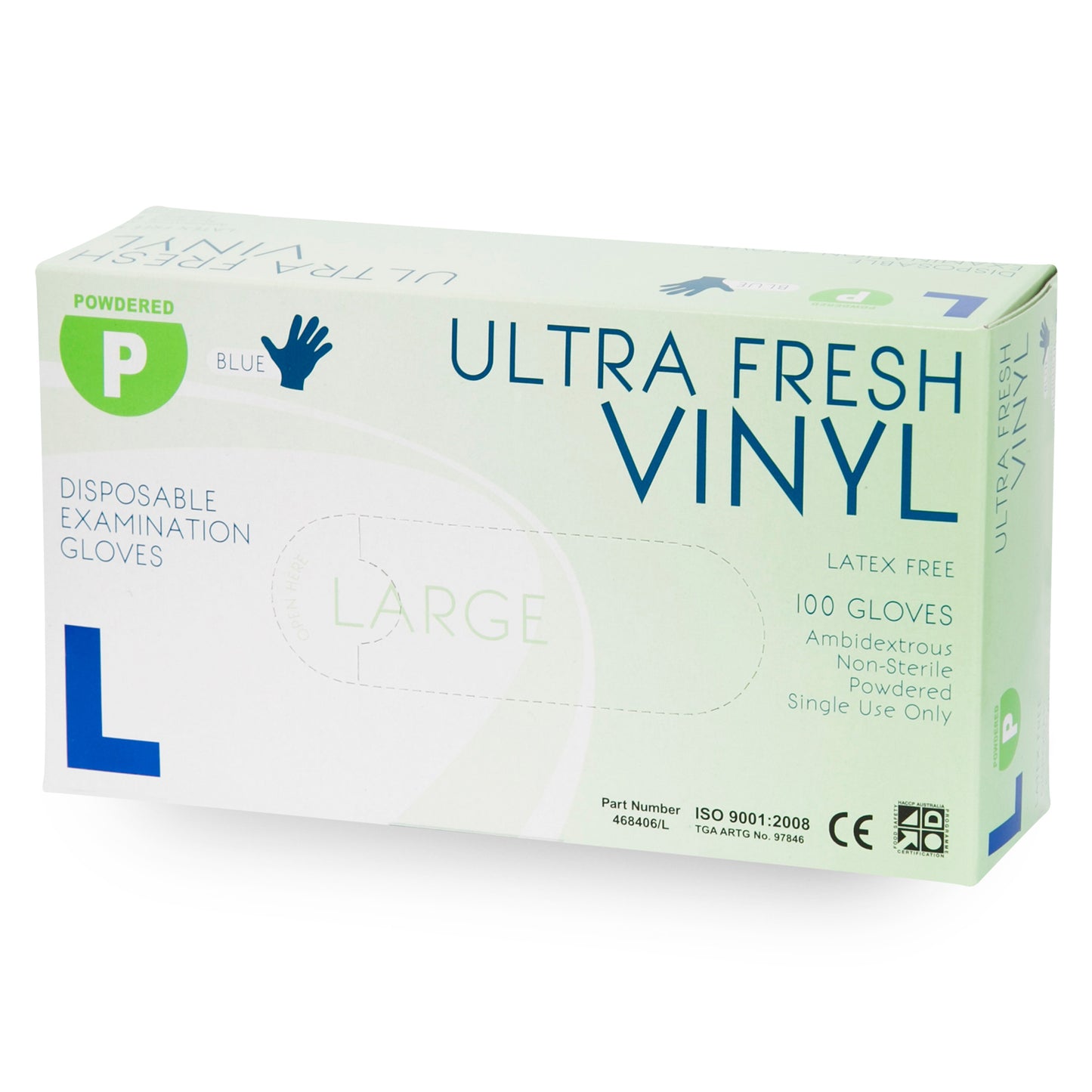 ULTRA FRESH Vinyl Disposable Powder Free Gloves (Blue) Box/100