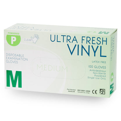 ULTRA FRESH Vinyl Disposable Powder Free Gloves (Clear) Box/100
