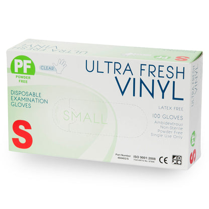 ULTRA FRESH Vinyl Disposable Powder Free Gloves (Clear) Box/100
