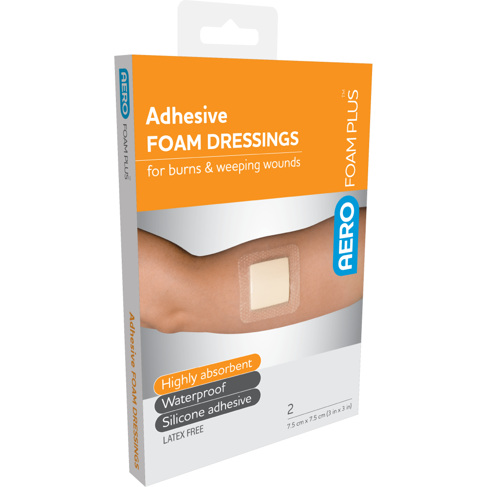 AEROFOAM PLUS Adhesive Foam Dressings 7.5 x 7.5cm Box/2 - Promed Supplies Pty Ltd