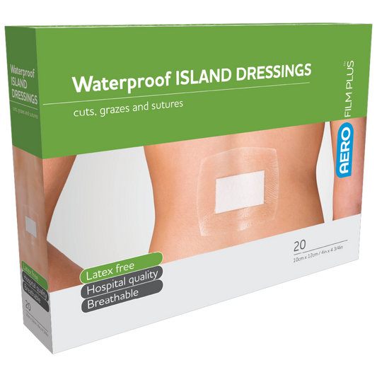 AEROFILM PLUS Waterproof Island Dressing 10 x 12cm Box/20 - Promed Supplies Pty Ltd