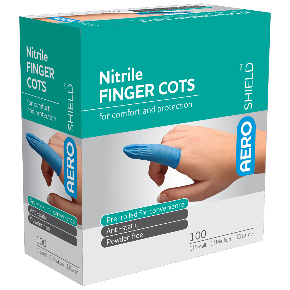 AEROSHIELD Medium Nitrile Finger Cots Box/100 - Promed Supplies Pty Ltd