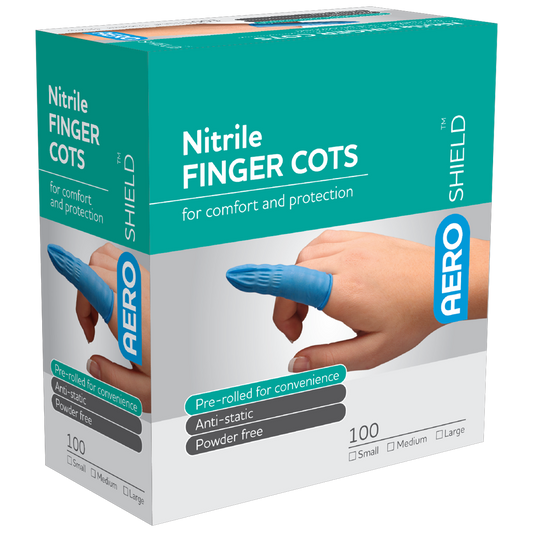 AEROSHIELD Medium Nitrile Finger Cots Box/100 - Promed Supplies Pty Ltd