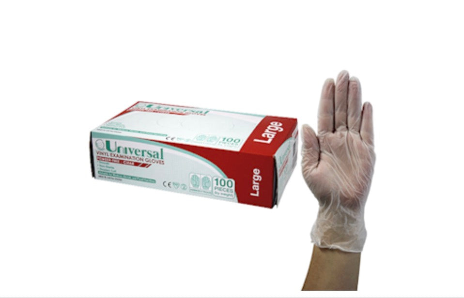 Universal Vinyl Examination Gloves Powder Free Clear 1000/Carton