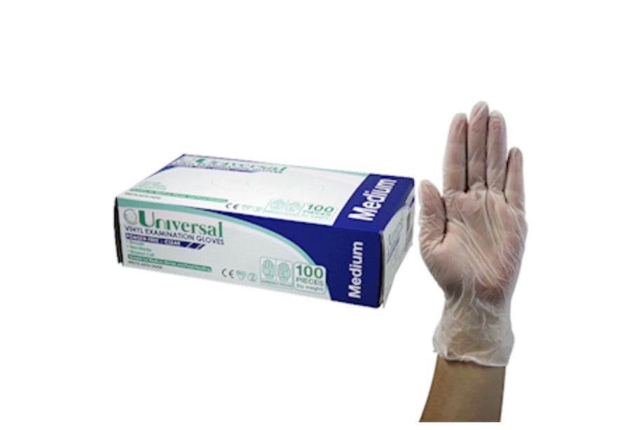 Universal Vinyl Examination Gloves Powder Free Clear 1000/Carton