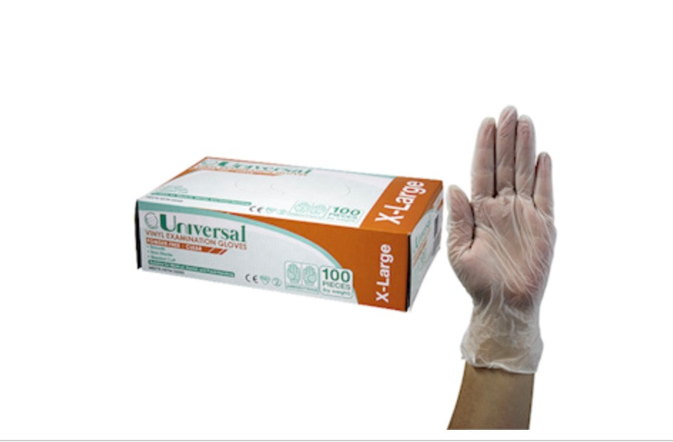 Universal Vinyl Examination Gloves Powder Free Clear 1000/Carton