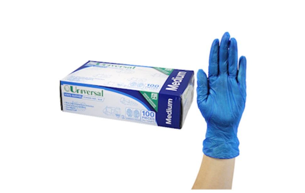 Universal Vinyl Examination Gloves Powder Free Blue 1000/Carton