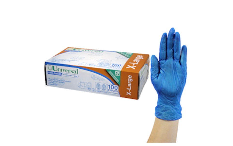 Universal Vinyl Examination Gloves Powder Free Blue 1000/Carton