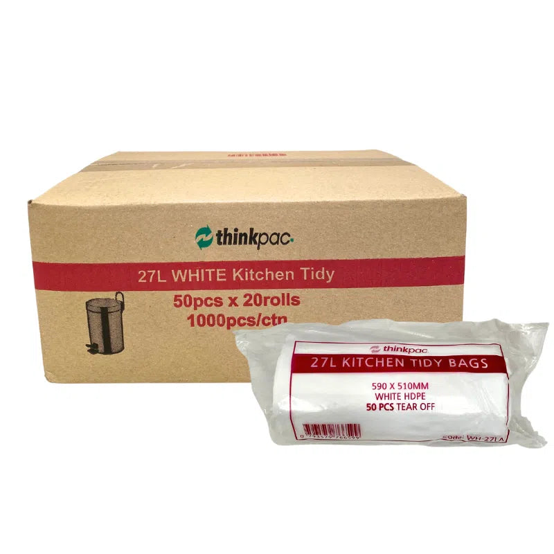 27L White Garbage Bag Roll Pack - Ctn 1000